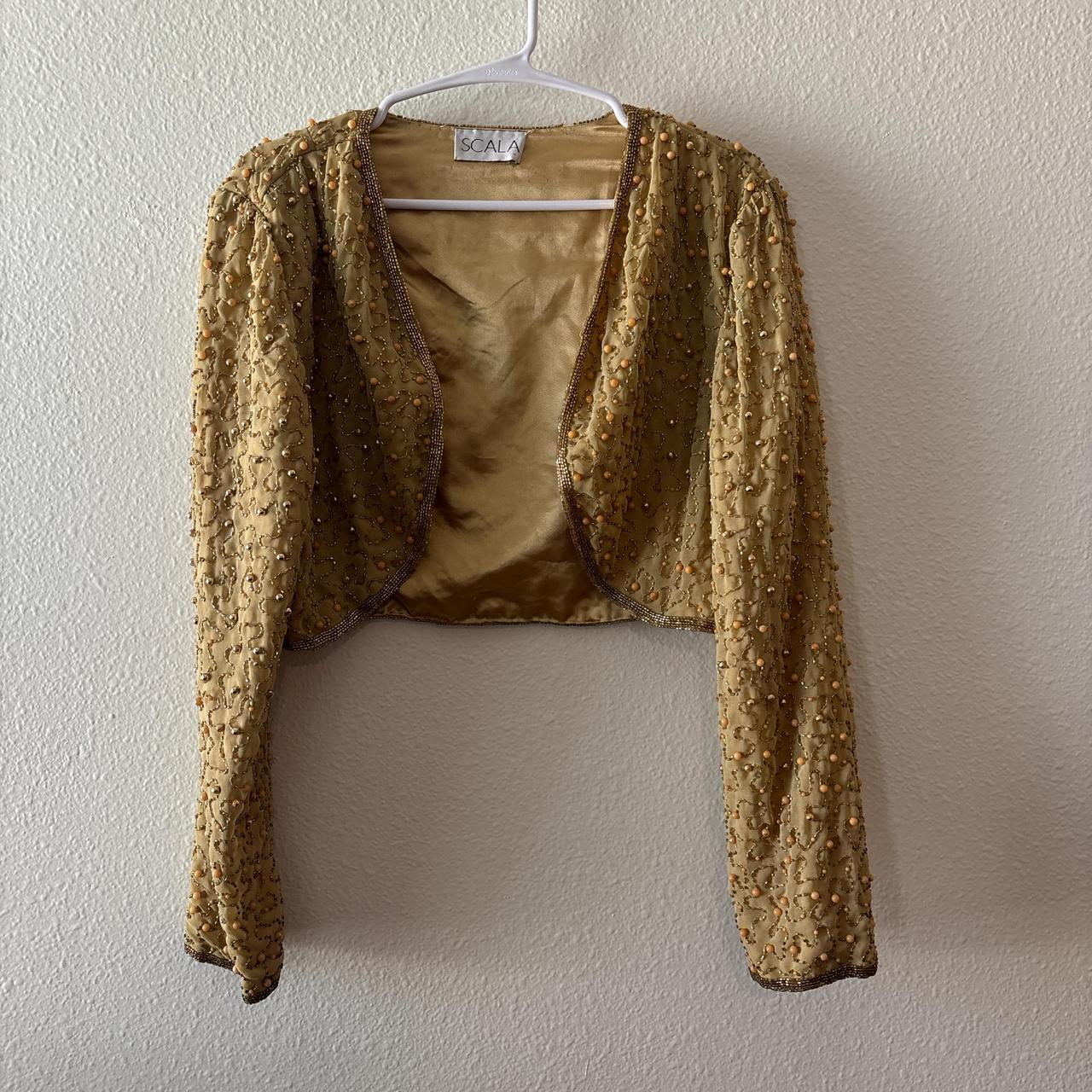 Scala Women's Top - Gold/Tan - S – Scala Beaded l… - image 1