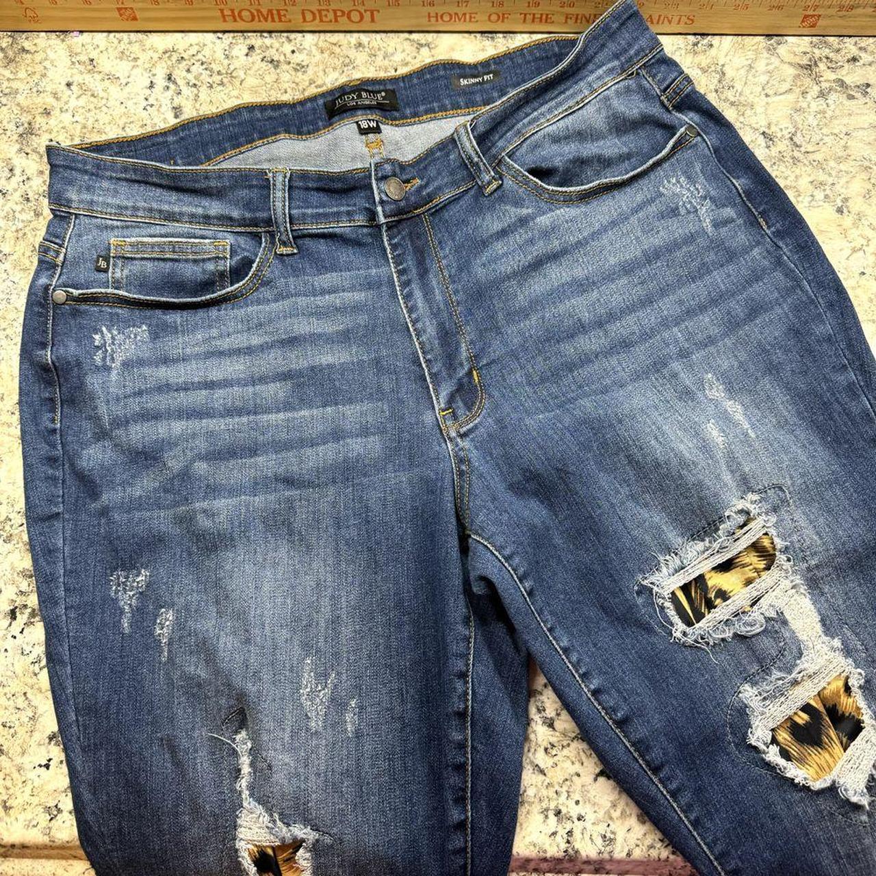 Judy Blue Leopard Patch High Rise Skinny Raw