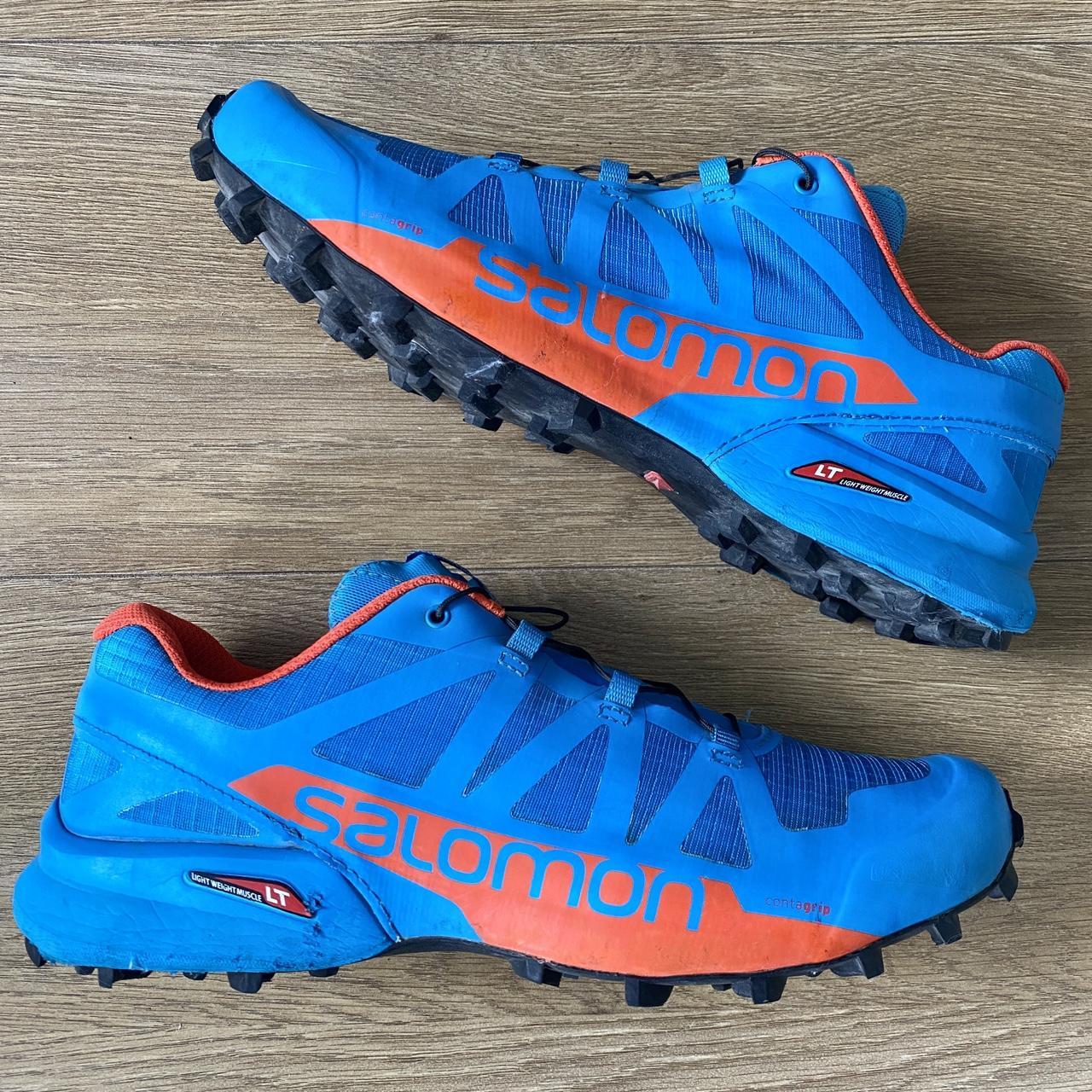 Salomon Men's Blue and Orange Trainers Depop