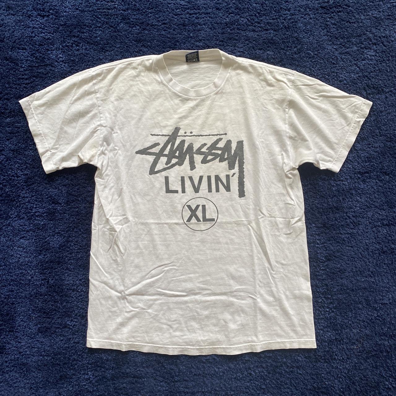 Vintage Stüssy T-shirt Early Y2K “livin XL” tee.... - Depop