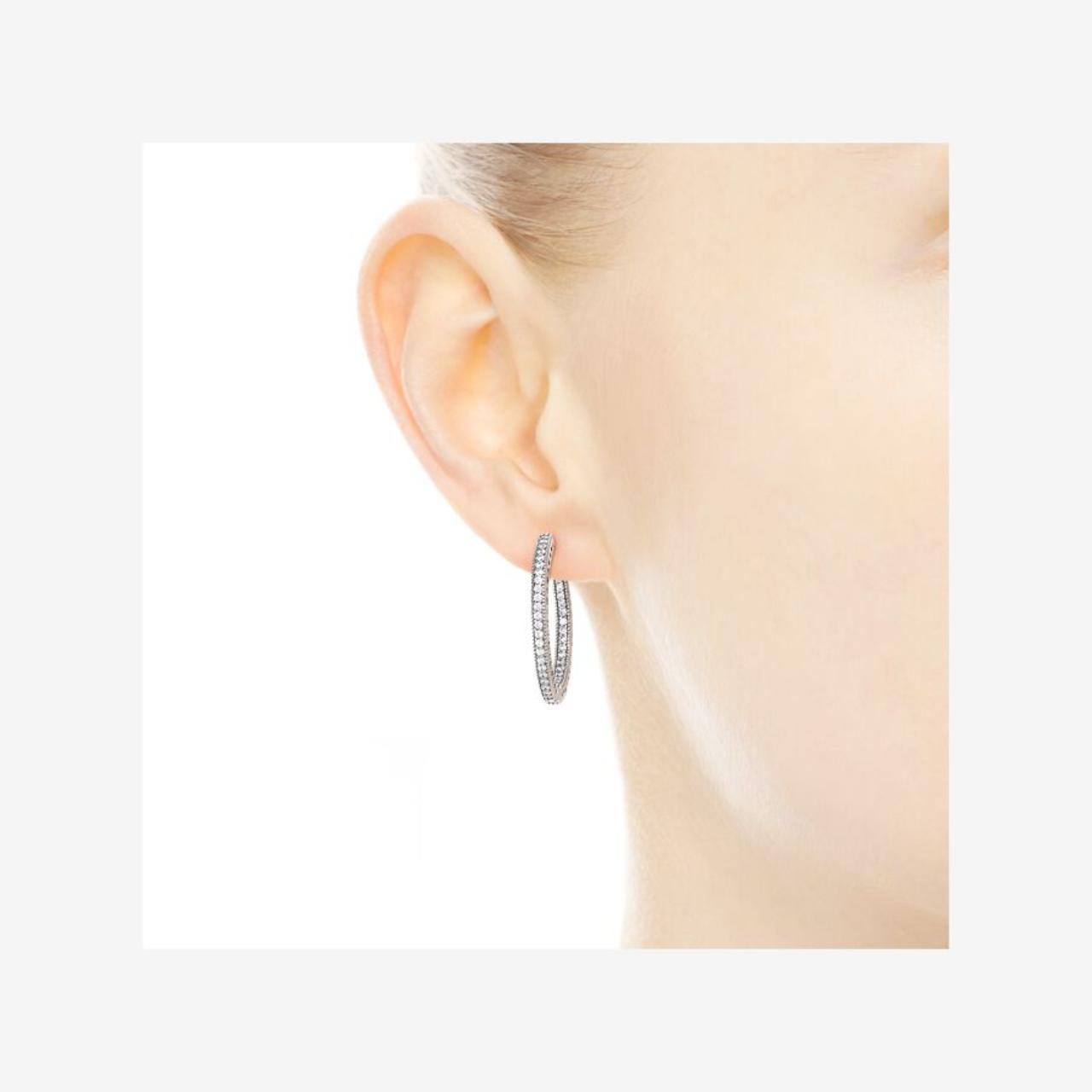 Pandora Sparkle and Hearts Hoop Earrings Sterling
