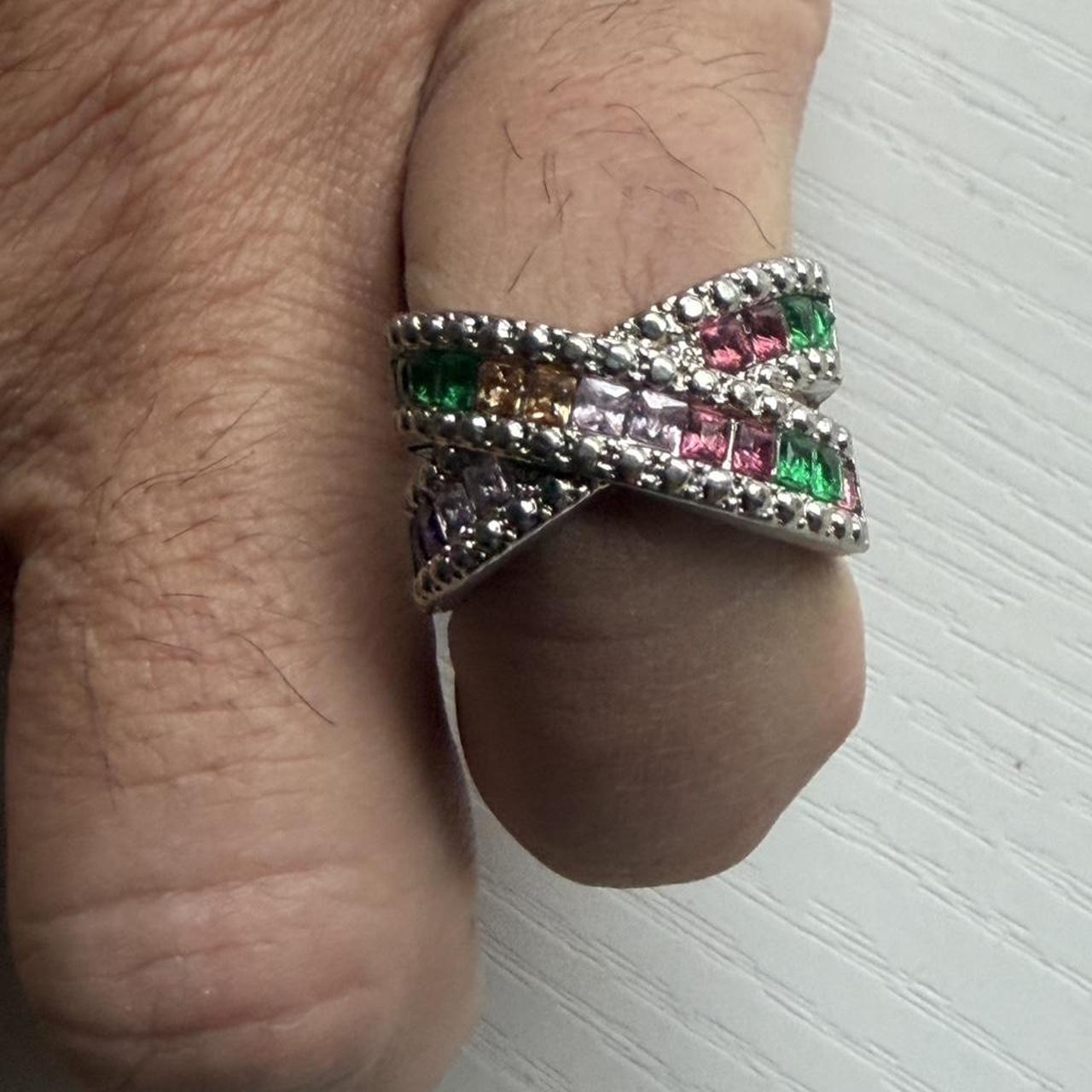 Women's Ring - Silver/Multi – Multi coloured rhin… - image 2