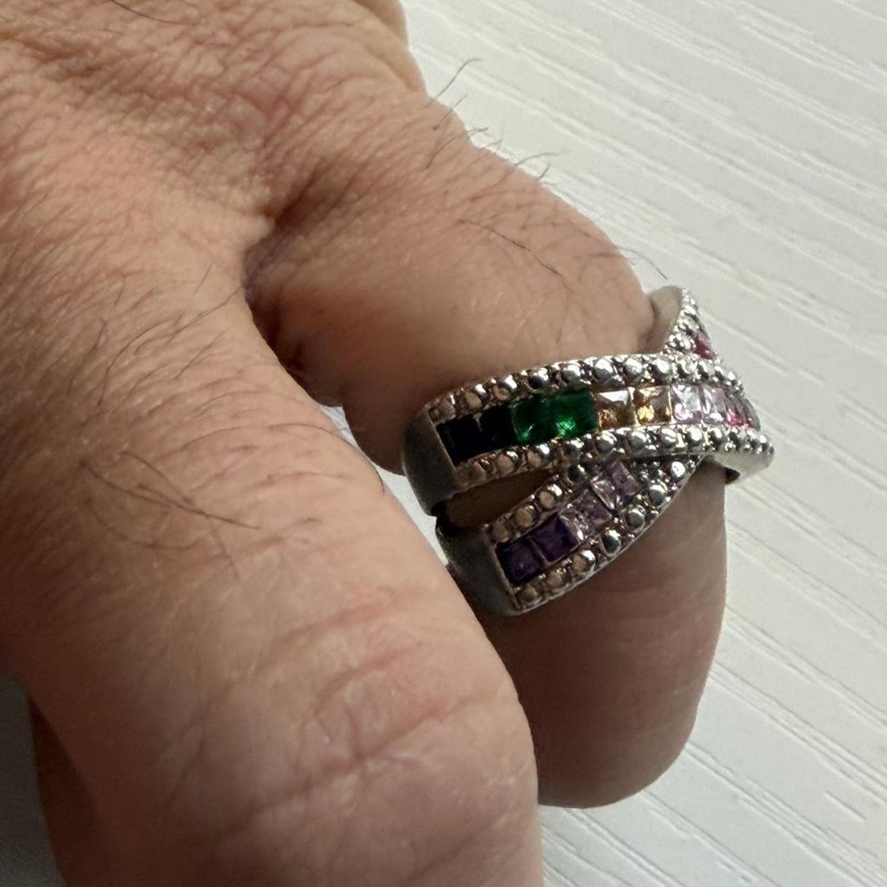 Women's Ring - Silver/Multi – Multi coloured rhin… - image 4