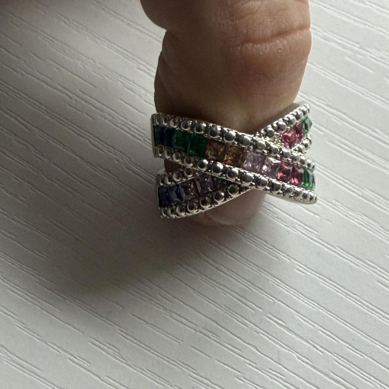 Women's Ring - Silver/Multi – Multi coloured rhin… - image 6