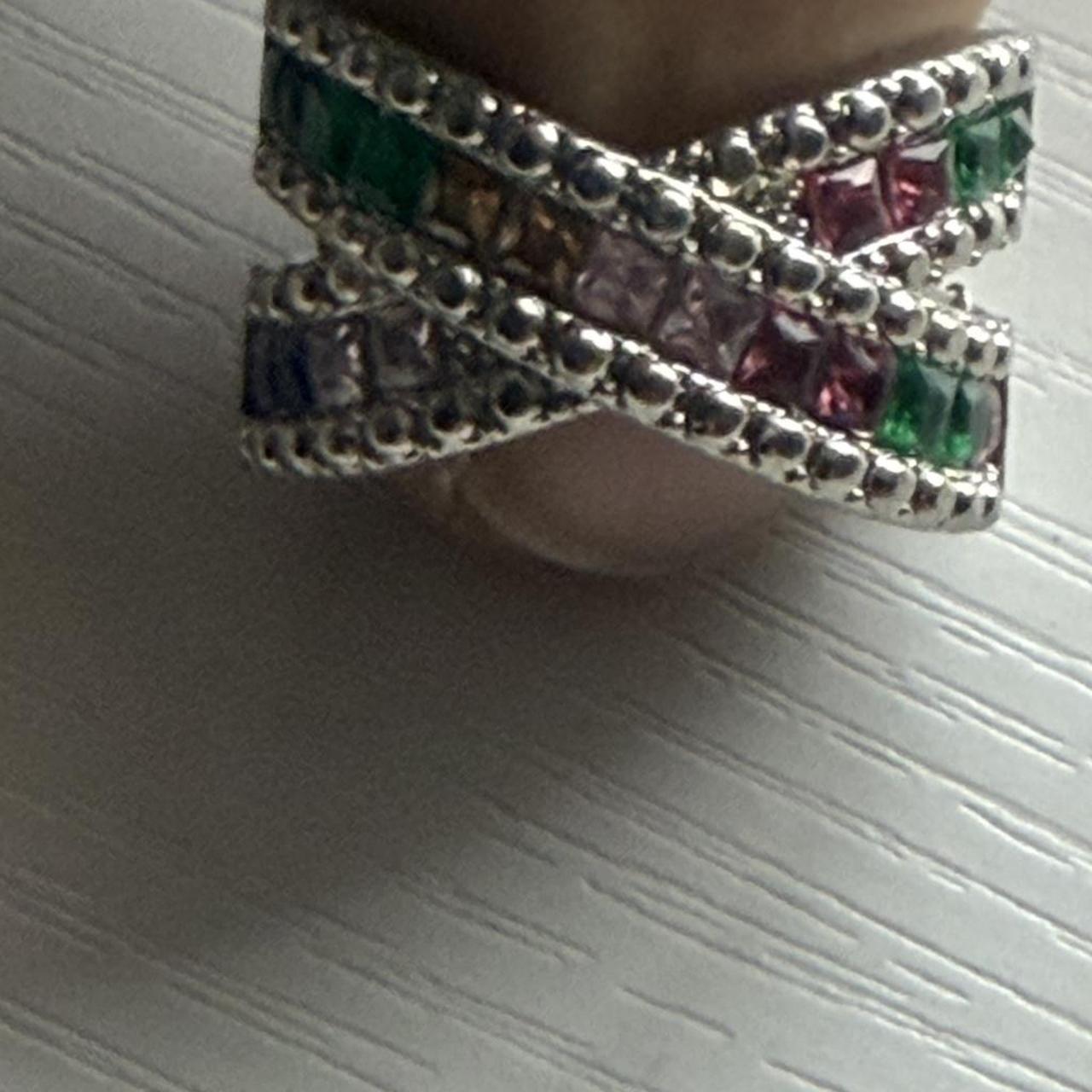 Women's Ring - Silver/Multi – Multi coloured rhin… - image 7