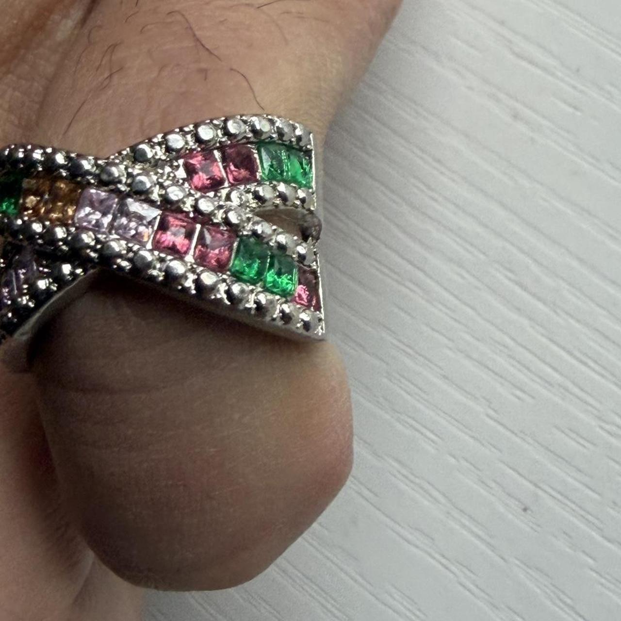 Women's Ring - Silver/Multi – Multi coloured rhin… - image 3