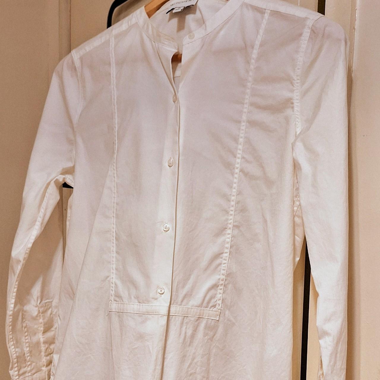 Witchery white 97% cotton button-up collarless... - Depop