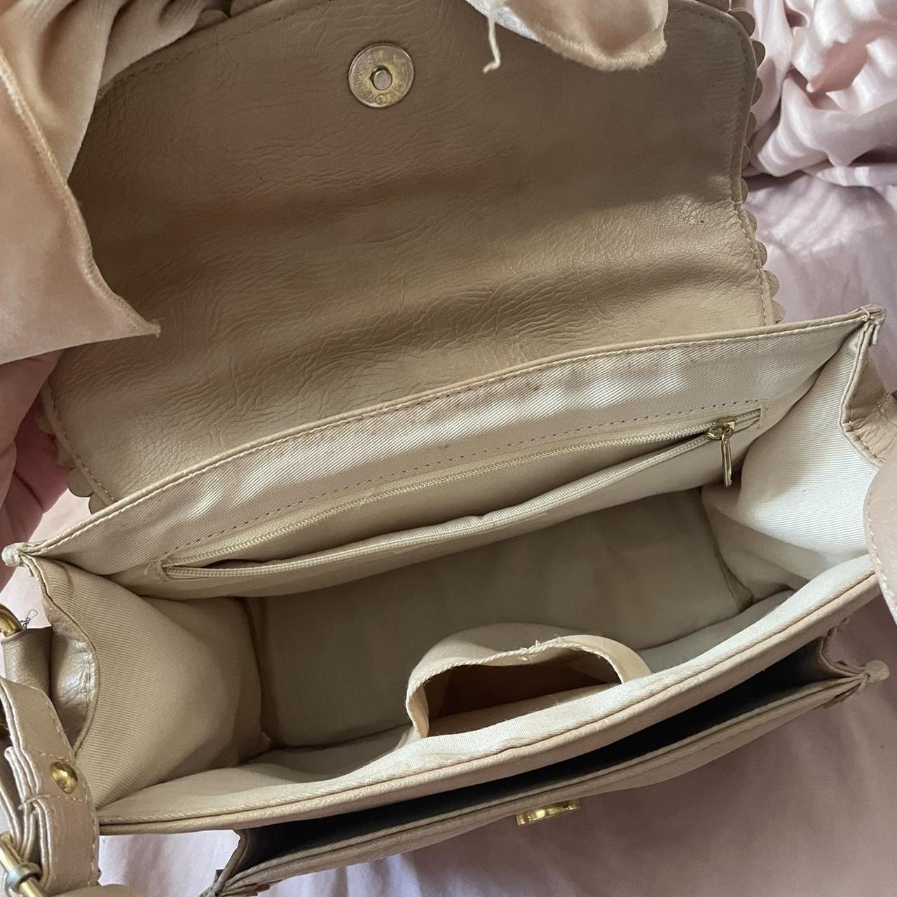rare liz lisa beige velvet bow faux leather bag with... - Depop