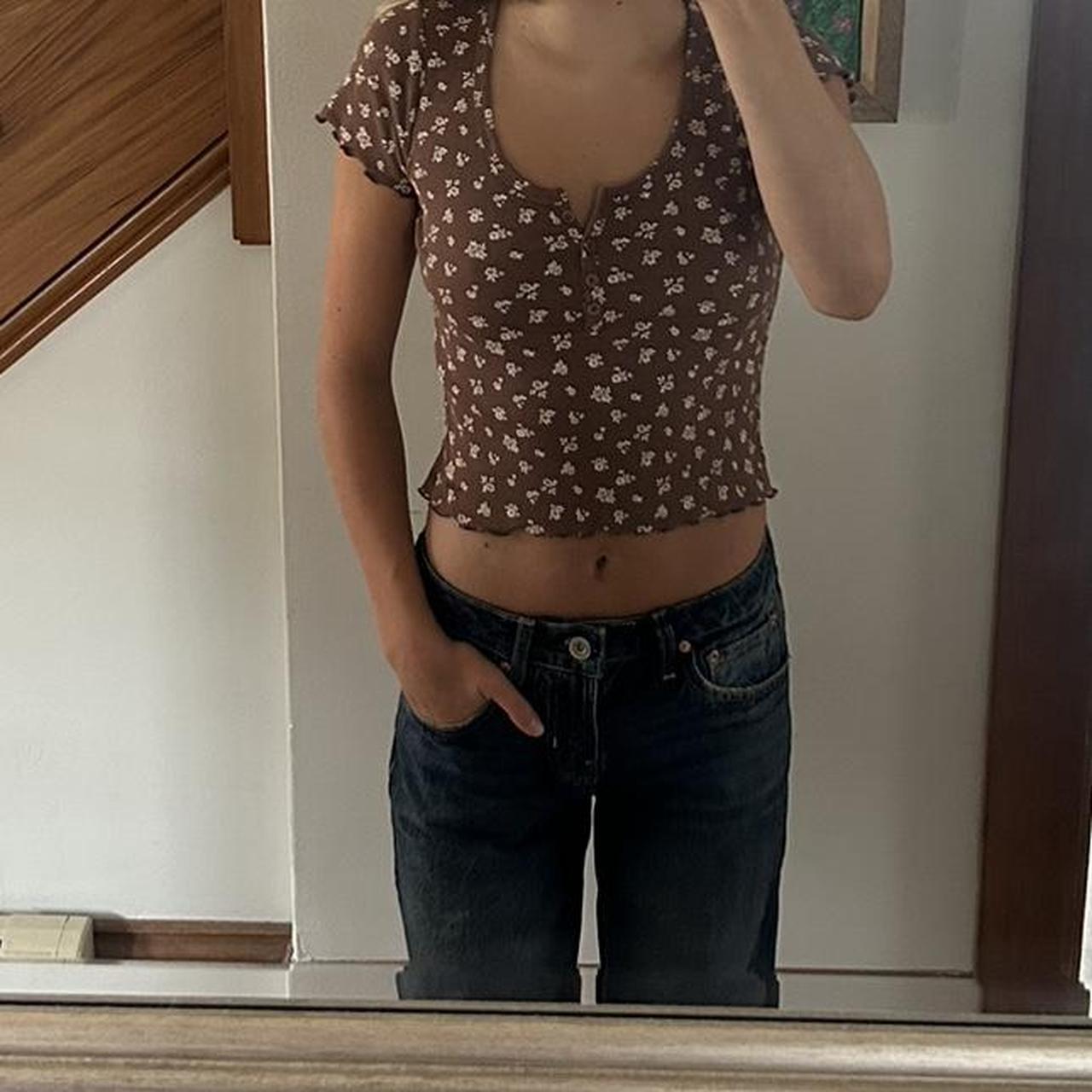 Brown Floral Lettuce Trim Top #lettucetrim