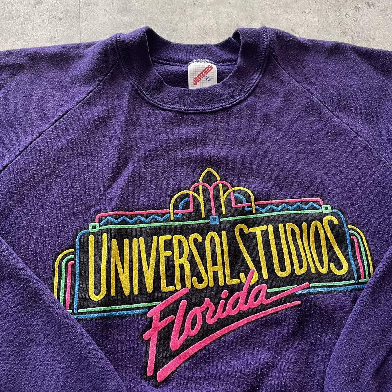 Vintage universal studios Crewneck 80s purple... - Depop