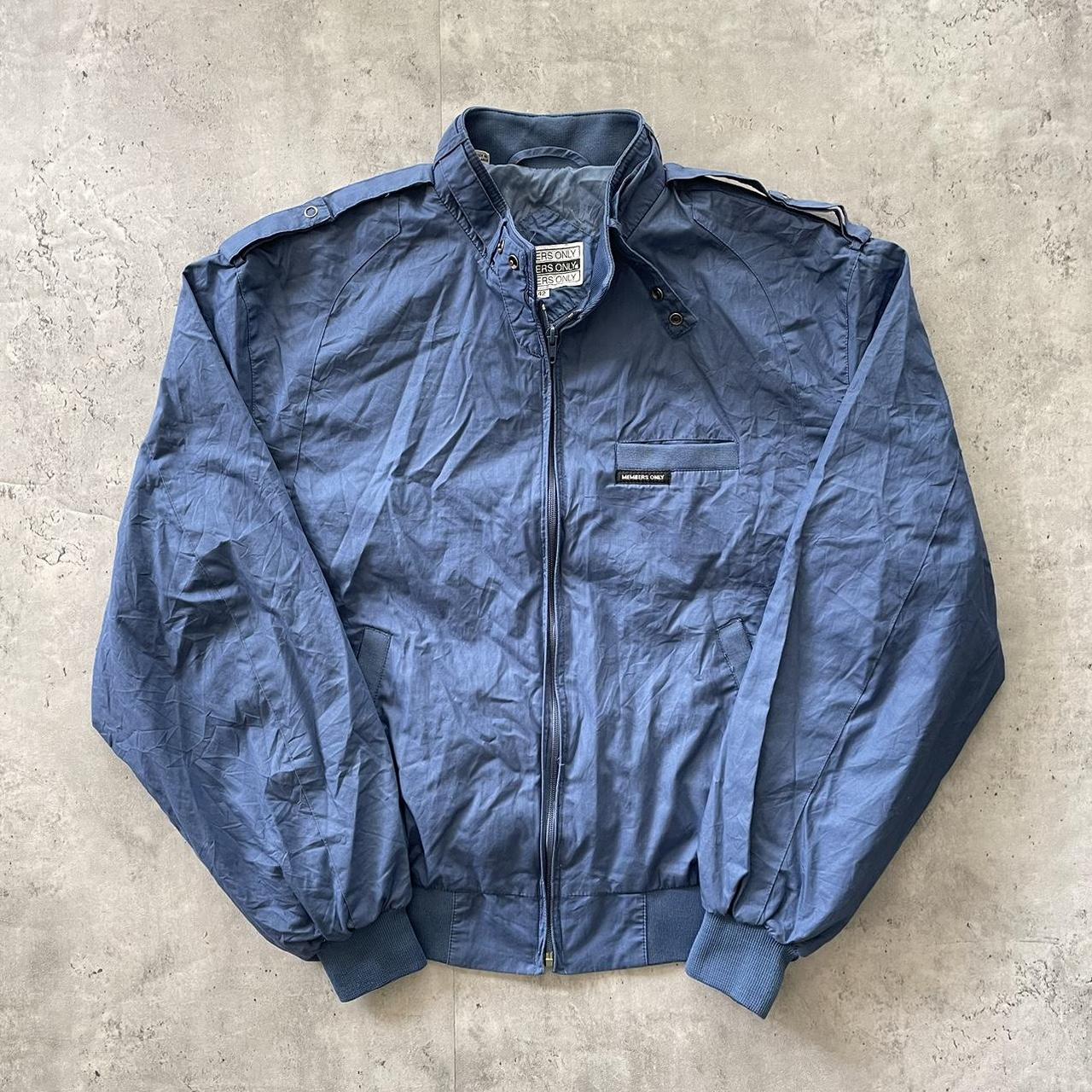 Vintage members only jacket 80s blue zip up... - Depop