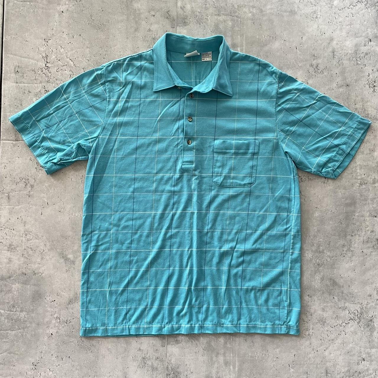 Jantzen Men's Blue and White Shirt Depop