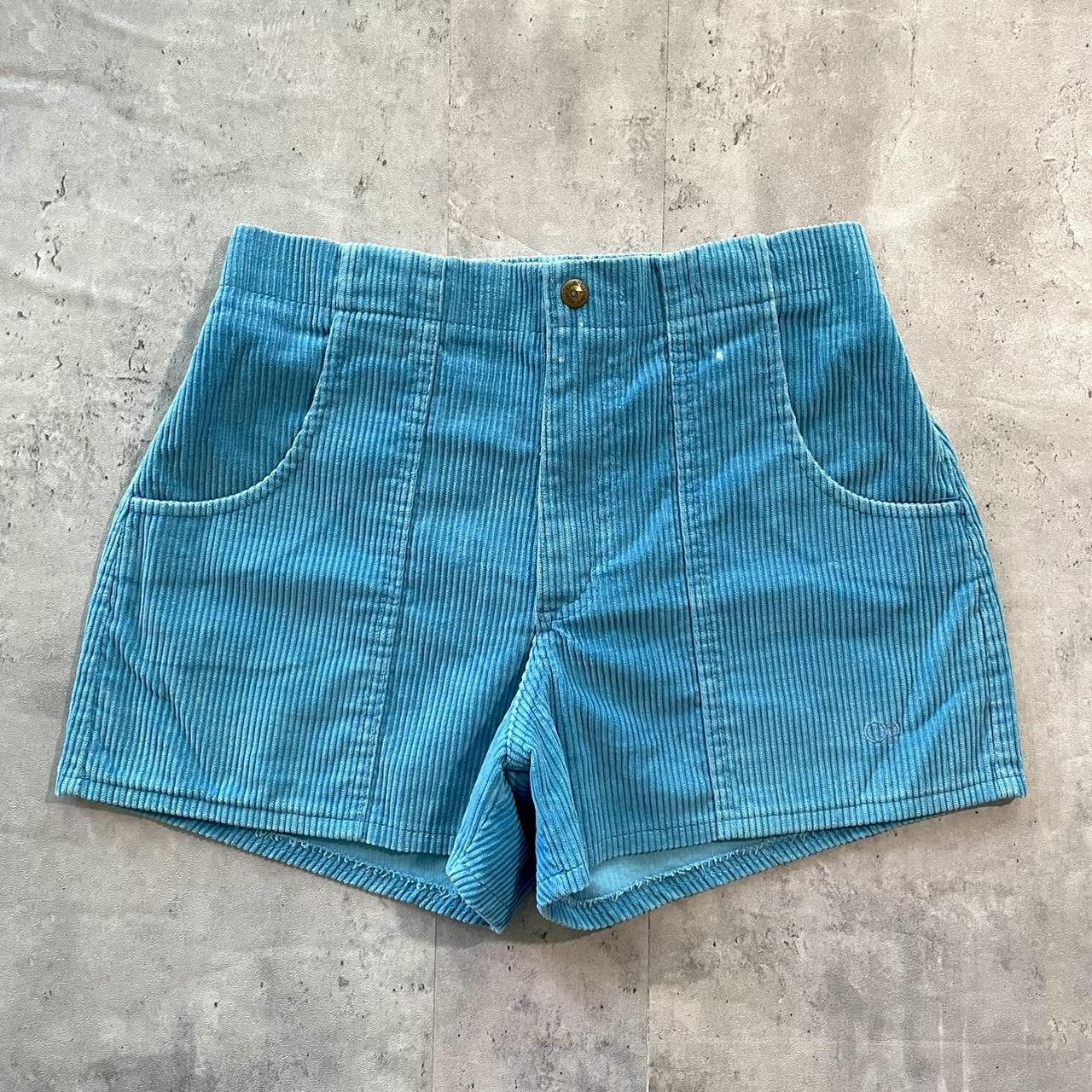 Vintage Ocean Pacific Corduroy Shorts 80s light blue... - Depop
