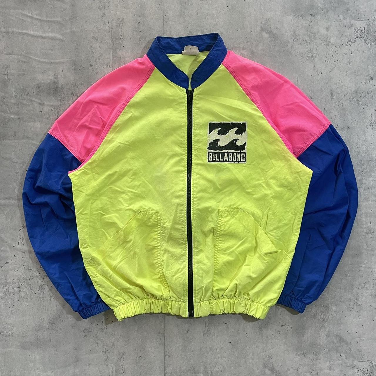 Vintage billabong nylon jacket 80s colorful vibrant... - Depop
