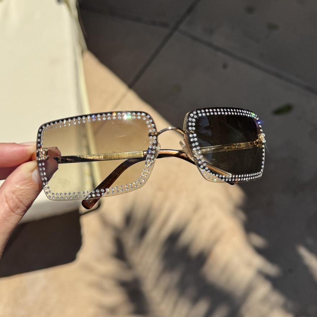Authentic Y2K Chanel sunglasses Rhinestones lining | Depop