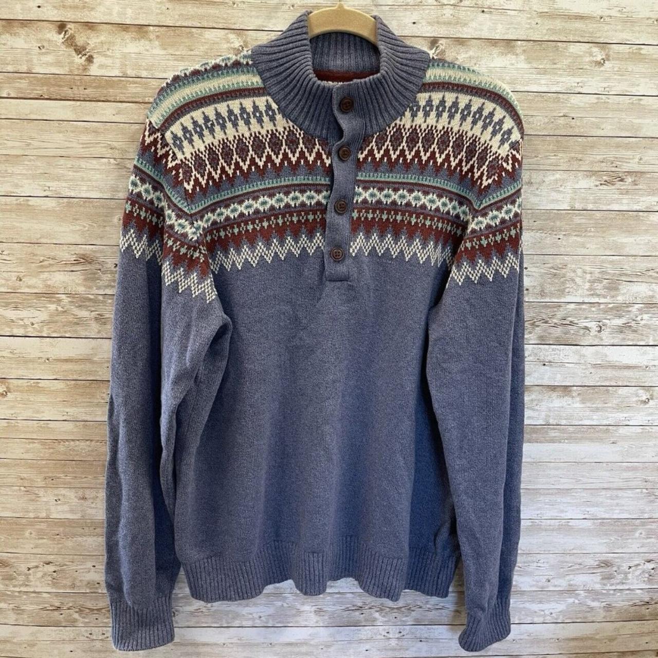 IZOD Mens Large Sweater Fair Isle Pullover 1 4. Depop