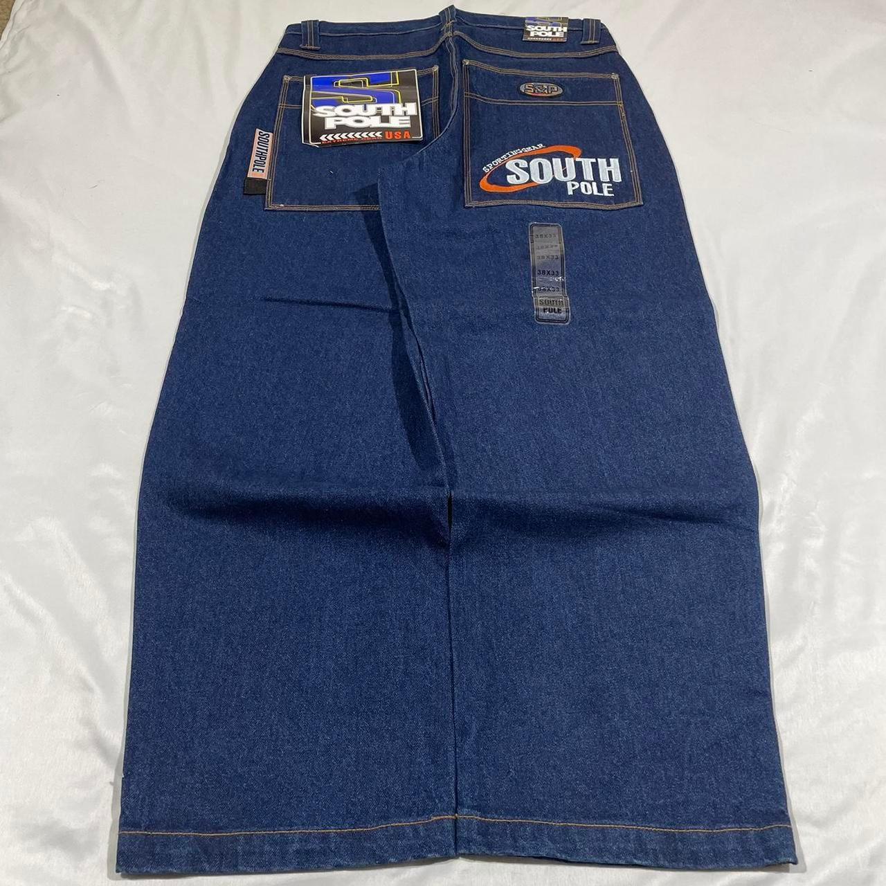 Southpole Men's Blue and Navy Jeans INSANE deadstock... - Depop