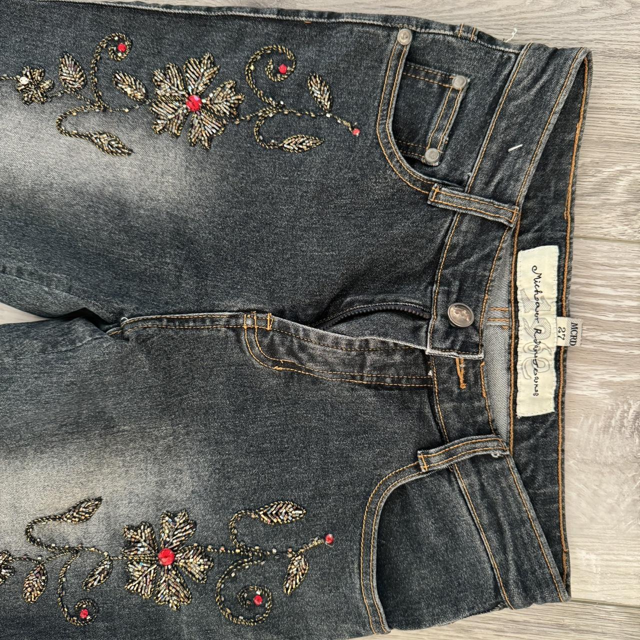 Michaer R. Dan Jeans - Dark wash Skinny Embroidered... - Depop