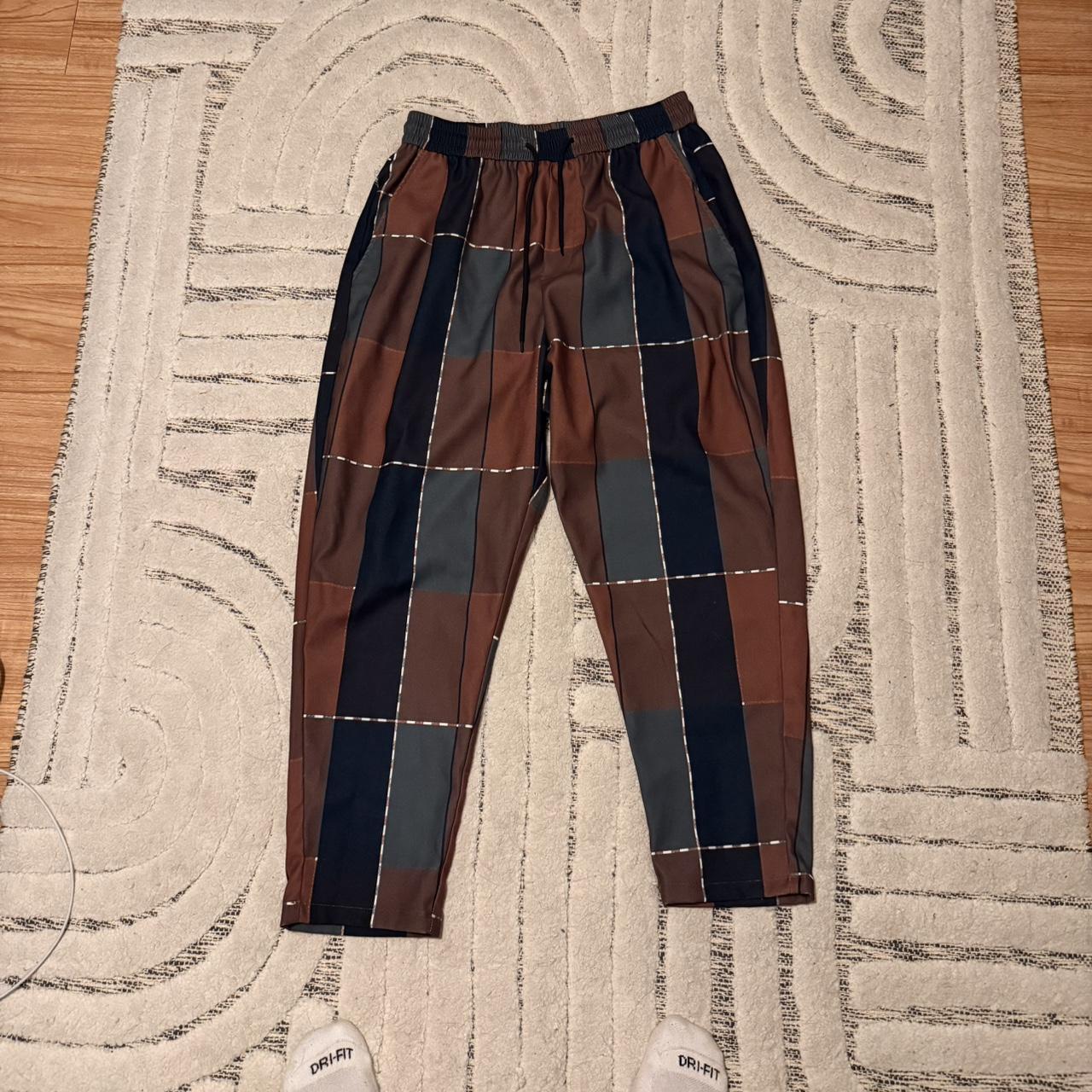 Men's Sweatpants - Multi/Brown - L – Patchwork sw… - image 1