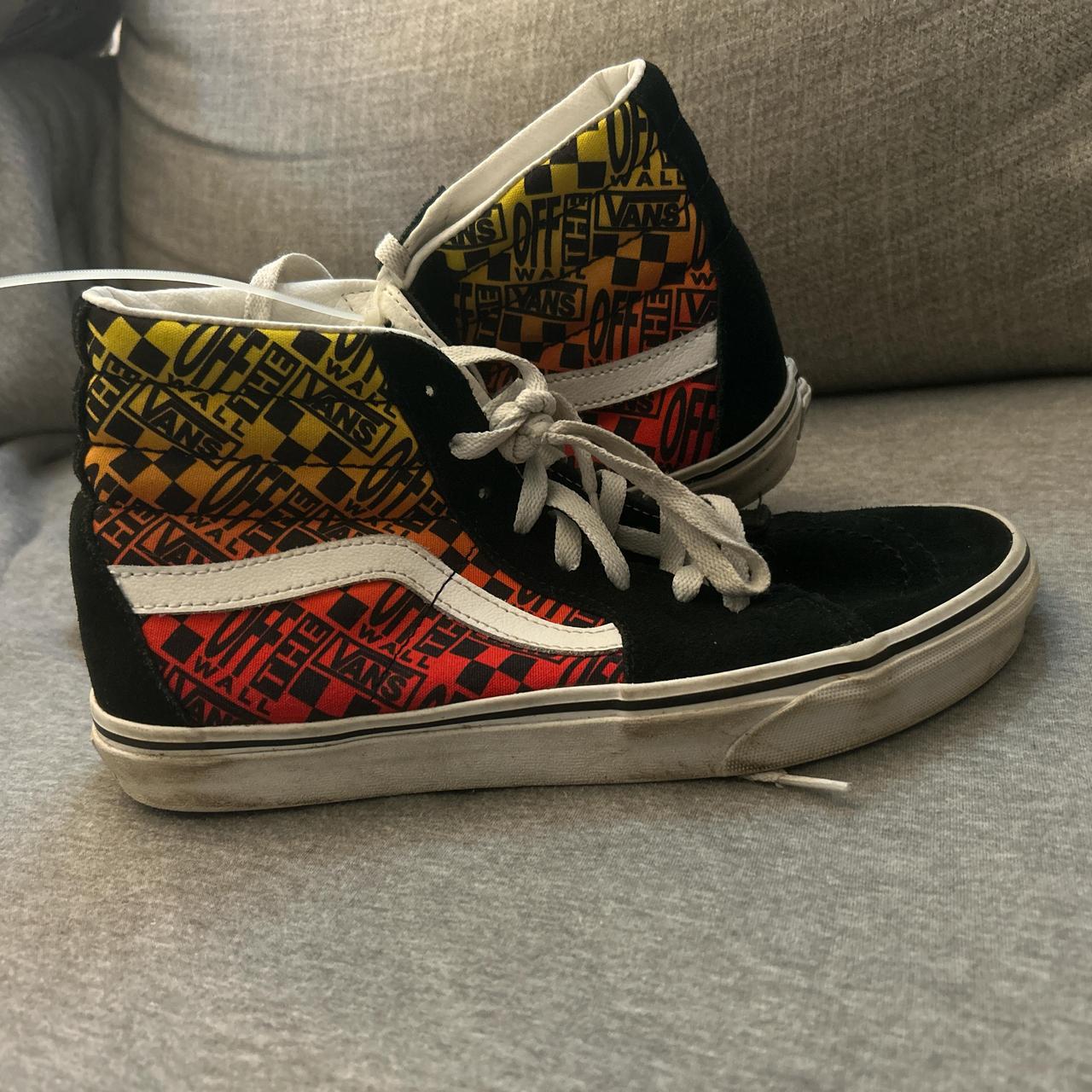 Vans high top checkered skate shoes in black and. Depop