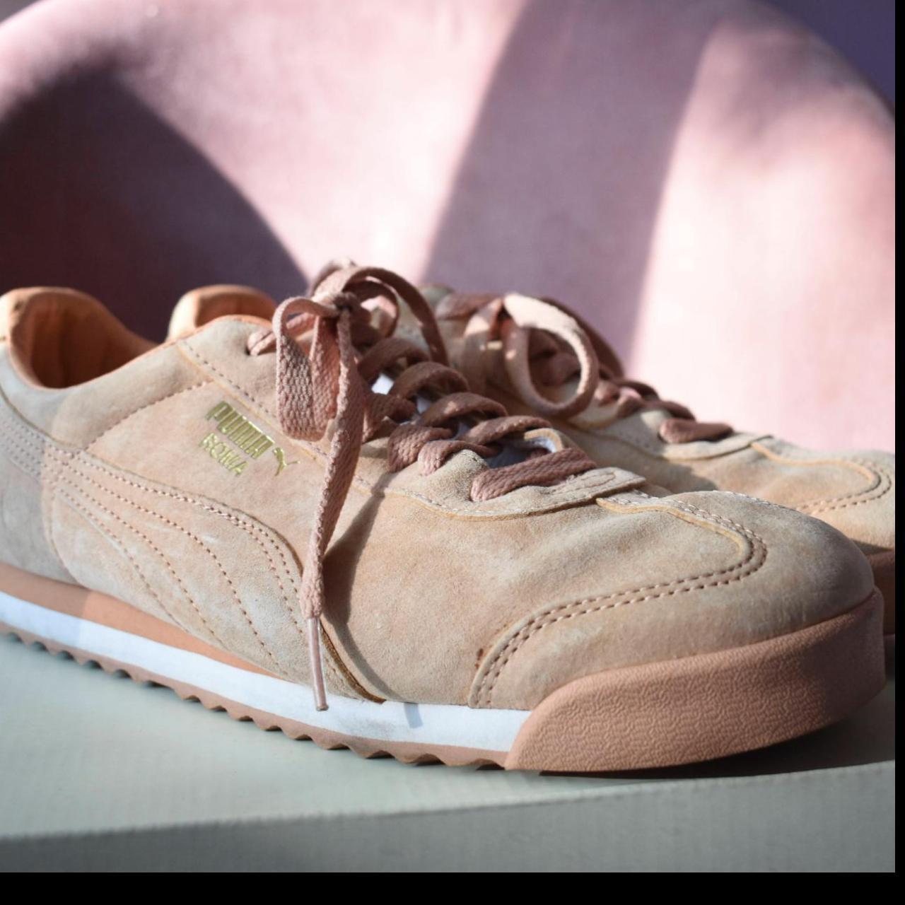 Pink Puma Roma Trainers Lightly used Puma trainers Depop