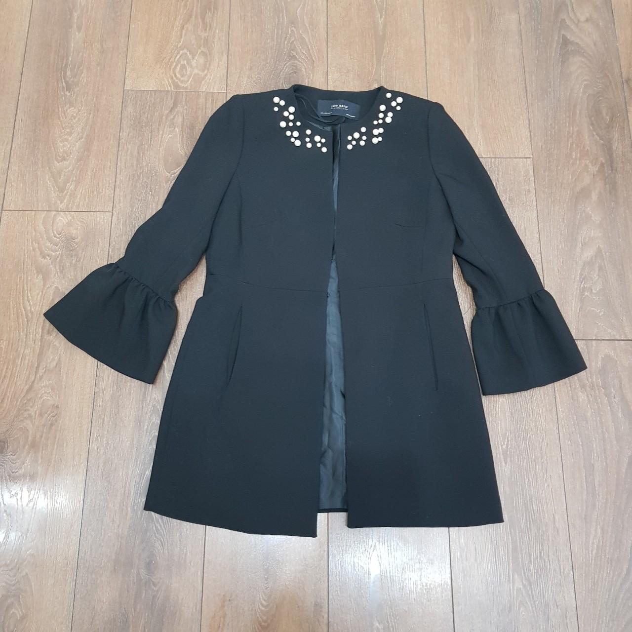 Zara black pearl beaded blazer Size L, Slight