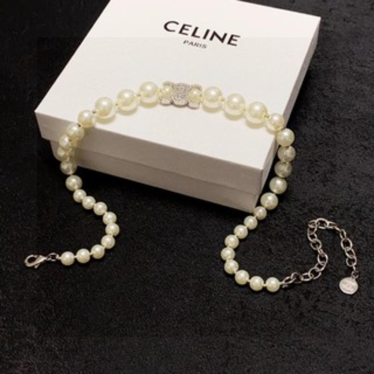 Celine Pearl necklace 💄 with the Arc de Triomphe | Depop