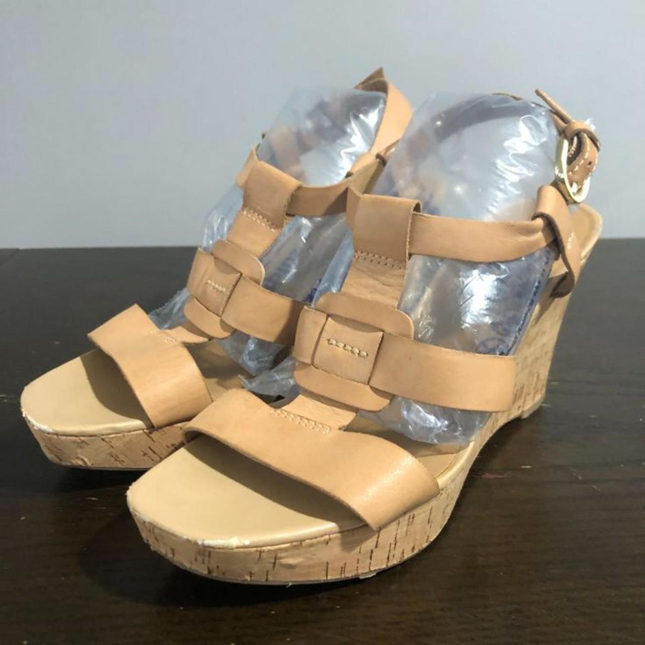 Franco Sarto Cera Tan Leather Cork Platform Depop