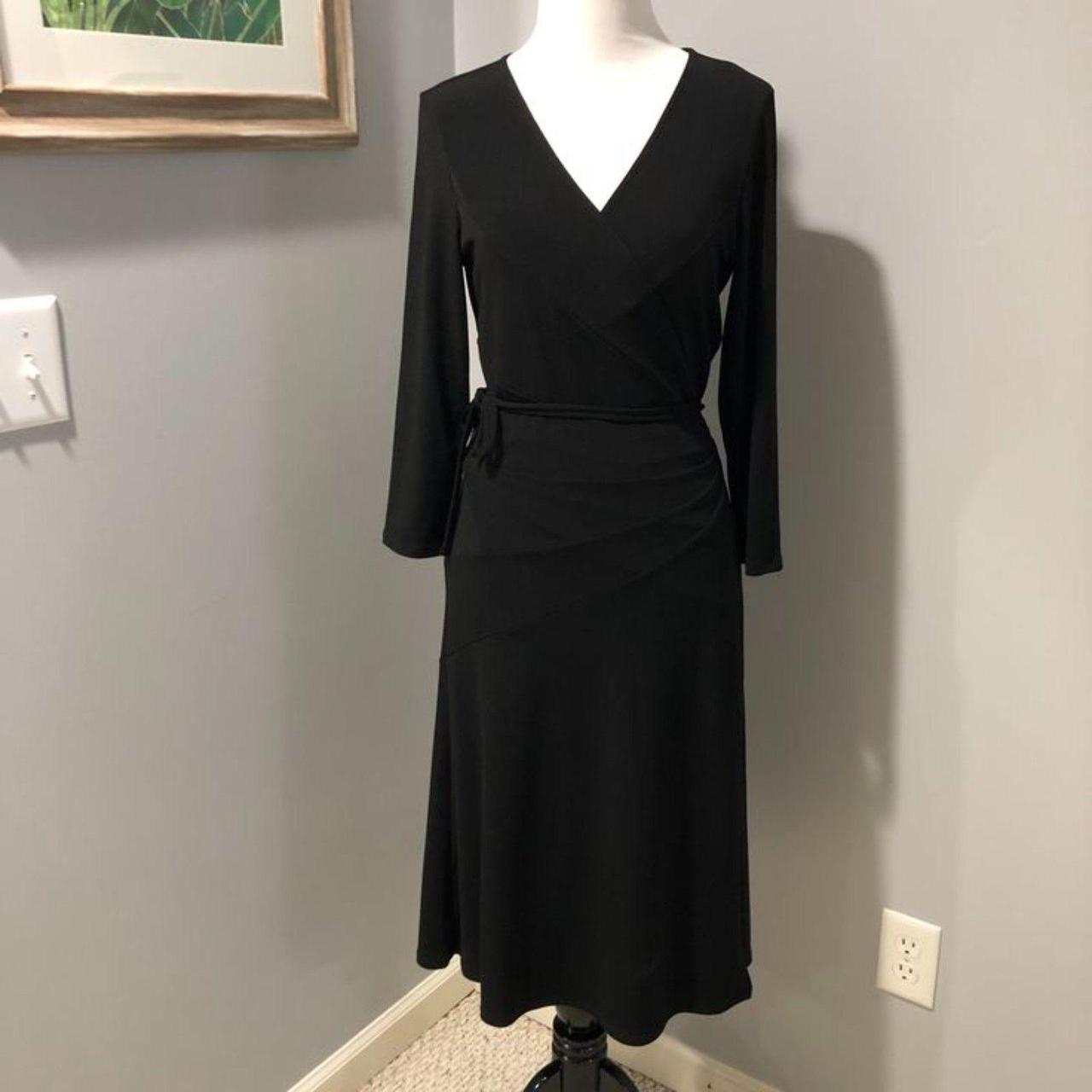 Max And Cleo Black 3 4 Sleeve Midi Length Wrap Dress. Depop