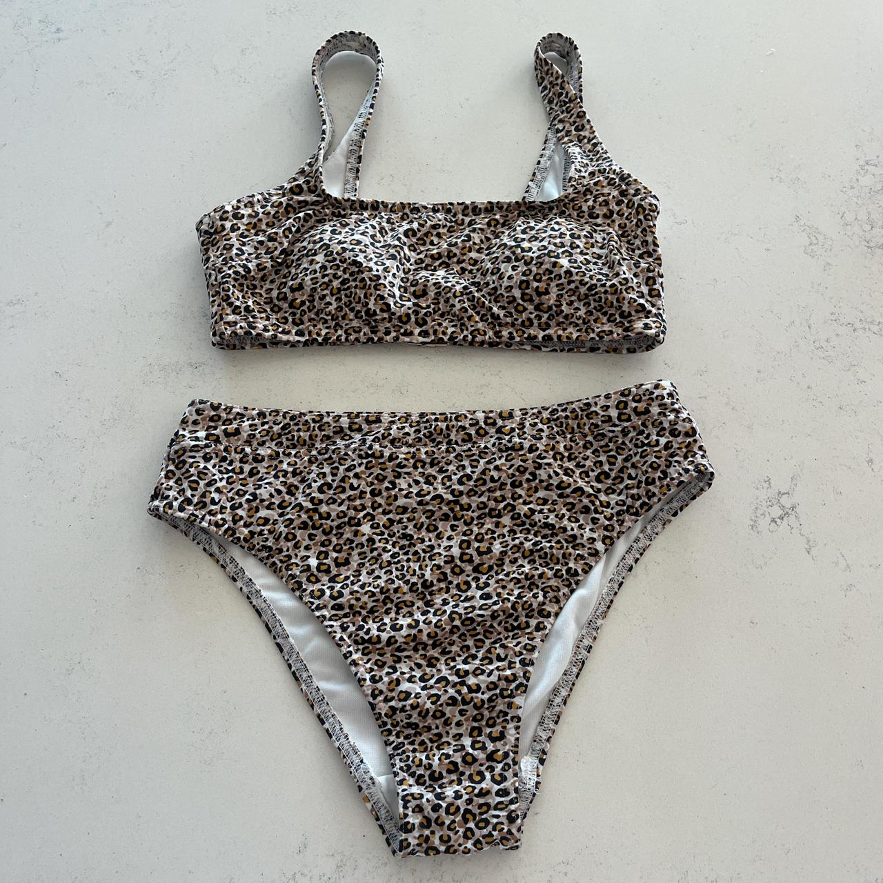 M S Leopard Print Bikini Top and Bottoms Great