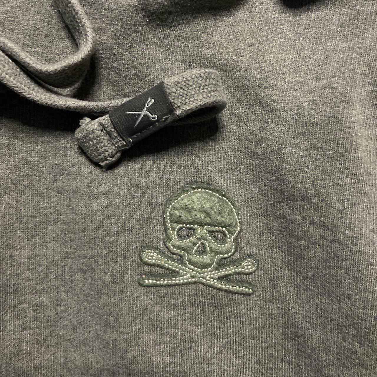 Marc Ecko grey zip up skull hoodie #y2k #hoodie... - Depop