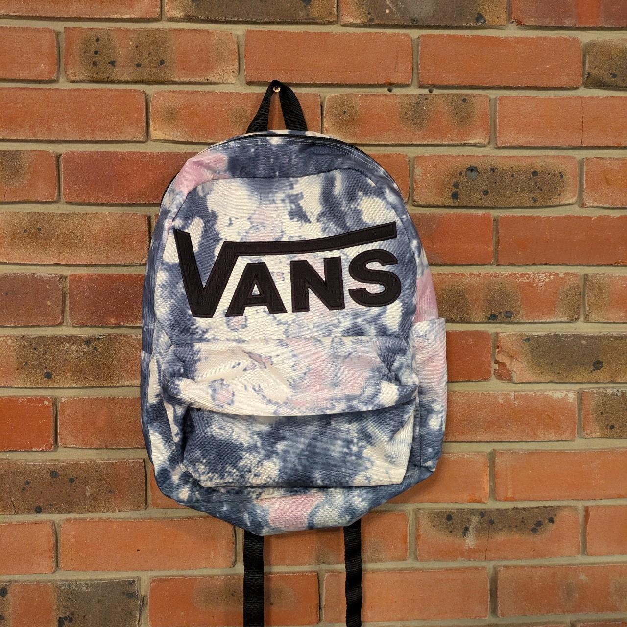 Vans backpack black pink marble with zip pocket Depop