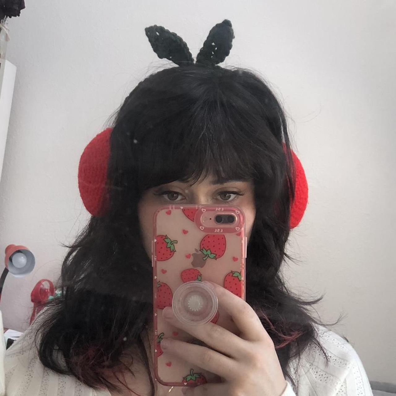 Handmade crocheted cherry earmuffs!! 🍒💖 cherries... Depop