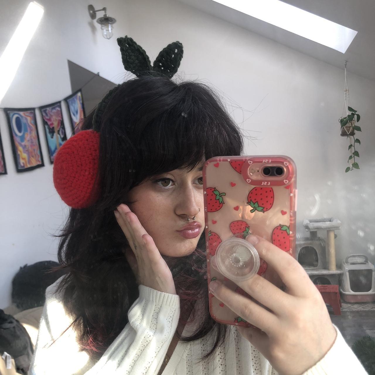 Handmade crocheted cherry earmuffs!! 🍒💖 cherries... Depop