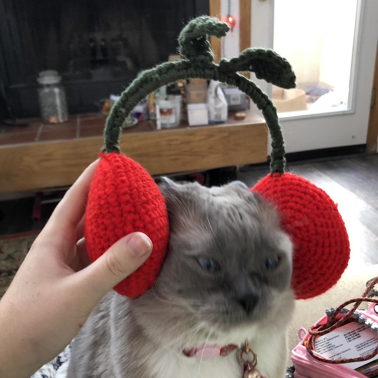 Handmade crocheted cherry earmuffs!! 🍒💖 cherries... Depop