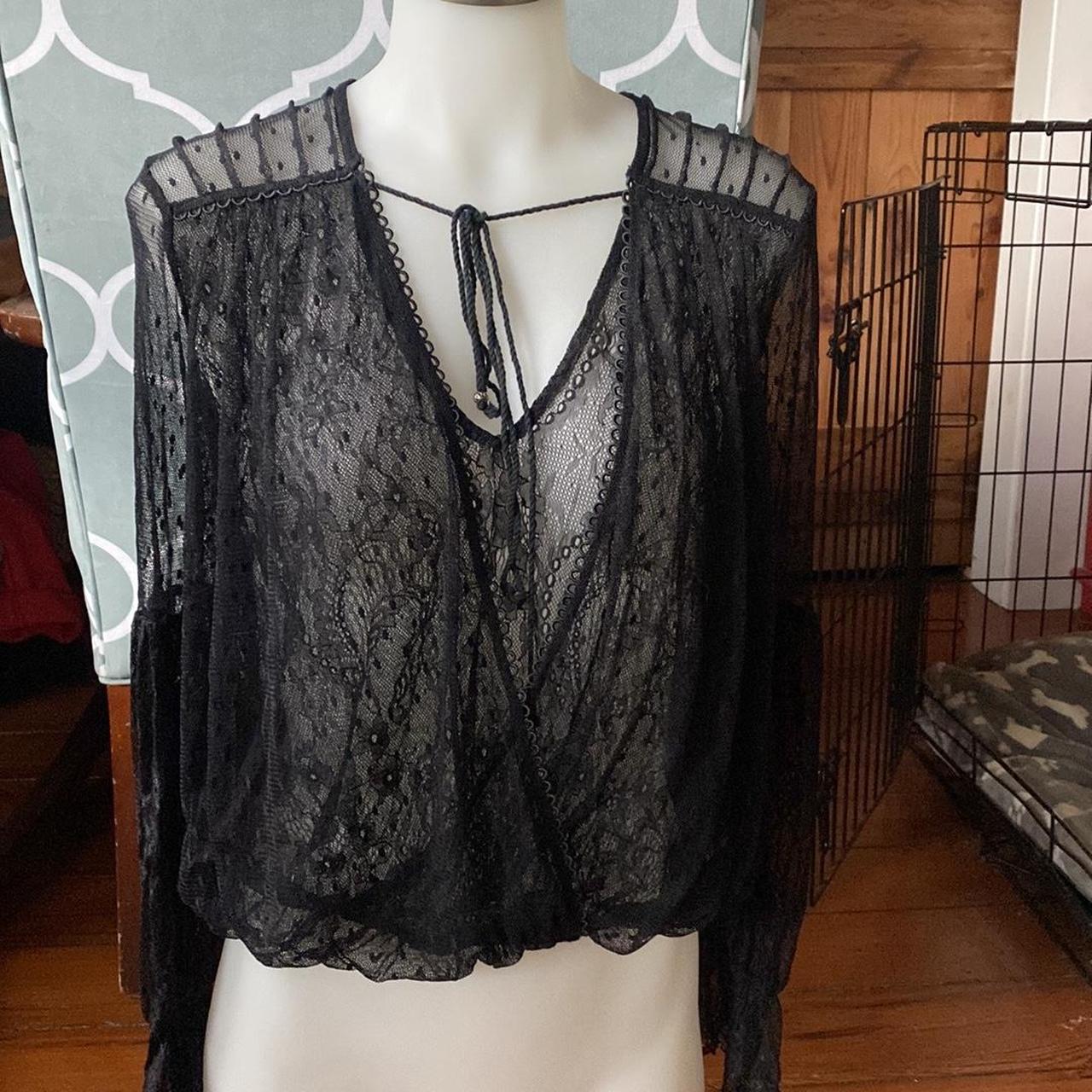 Free people sheer polka dot lace blouse #freepeople... - Depop