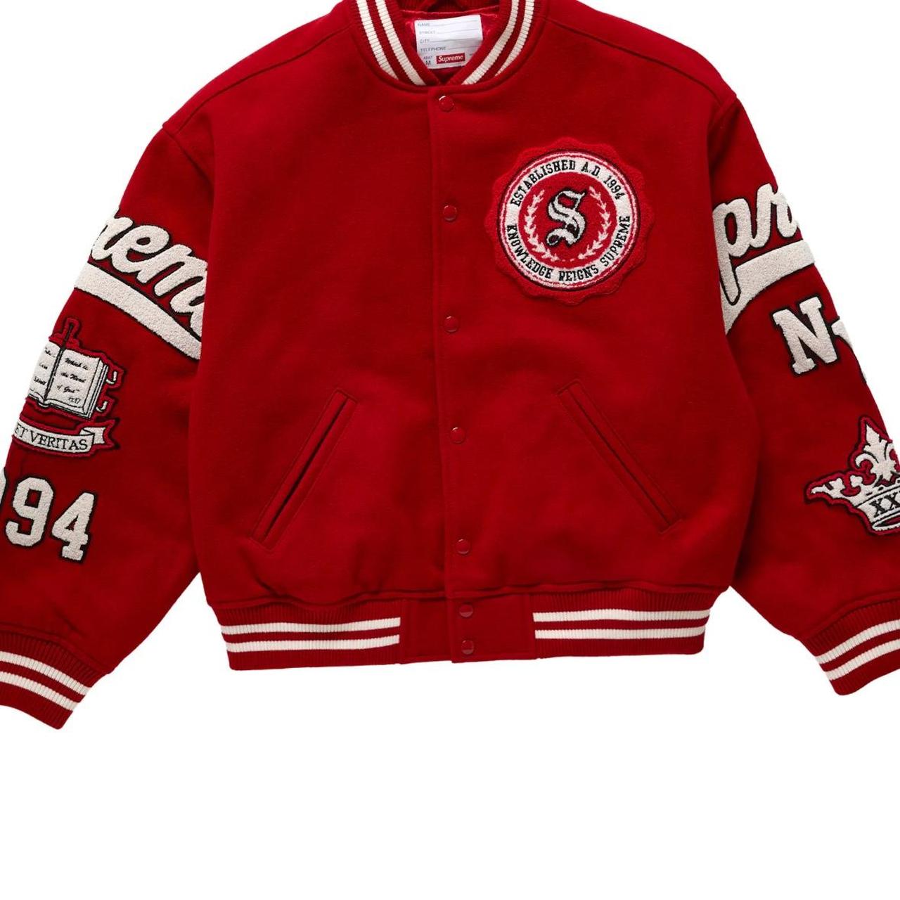 Supreme veritas varsity jacket both black and red