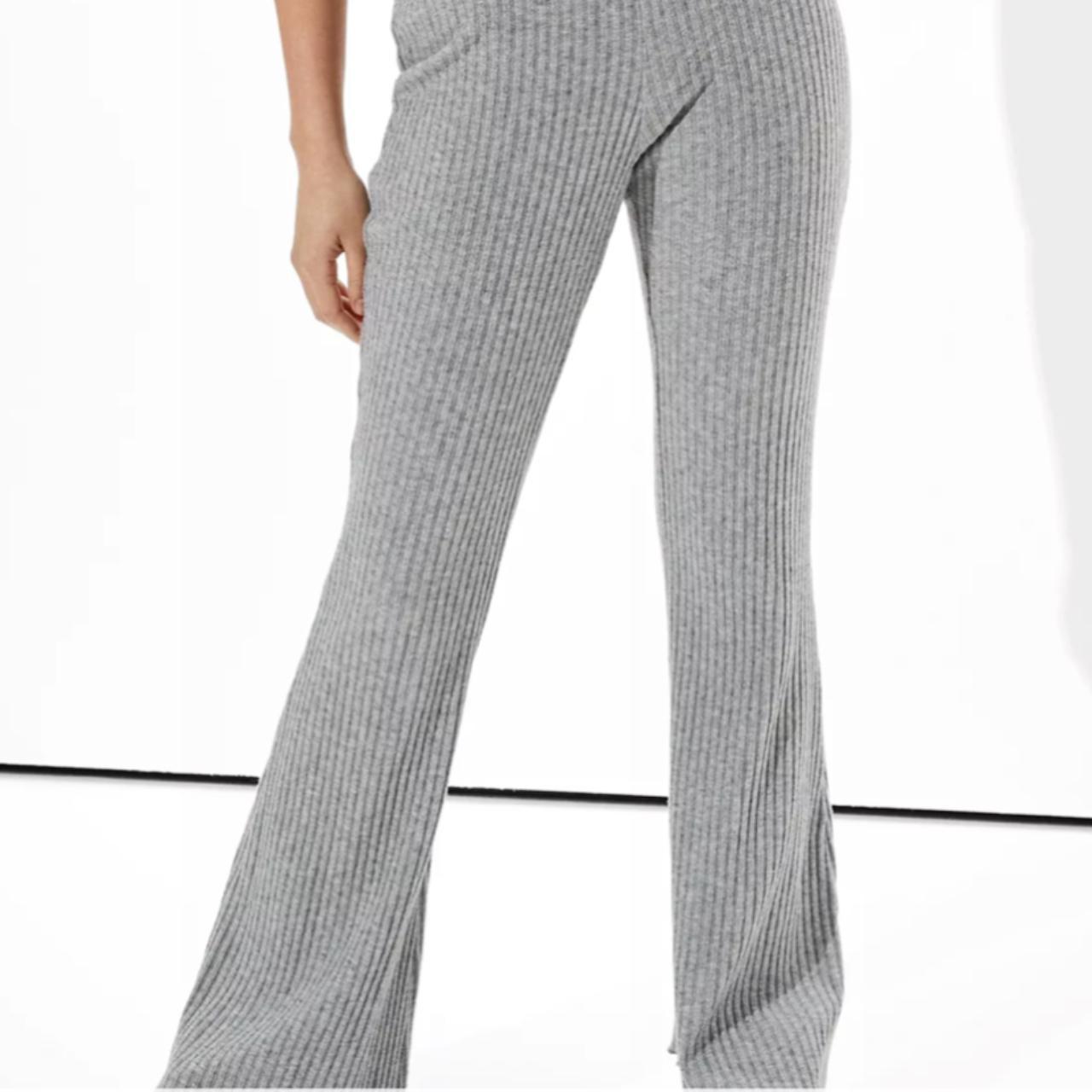 Aerie light gray ribbed flare pants. Size Medium. | Depop