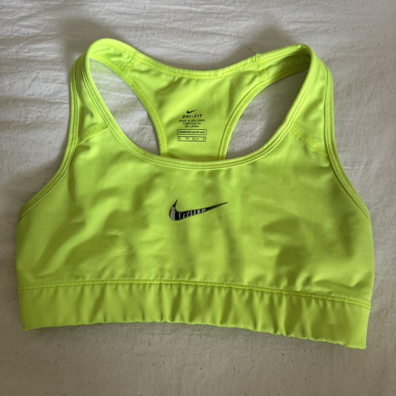 neon green nike sports bra