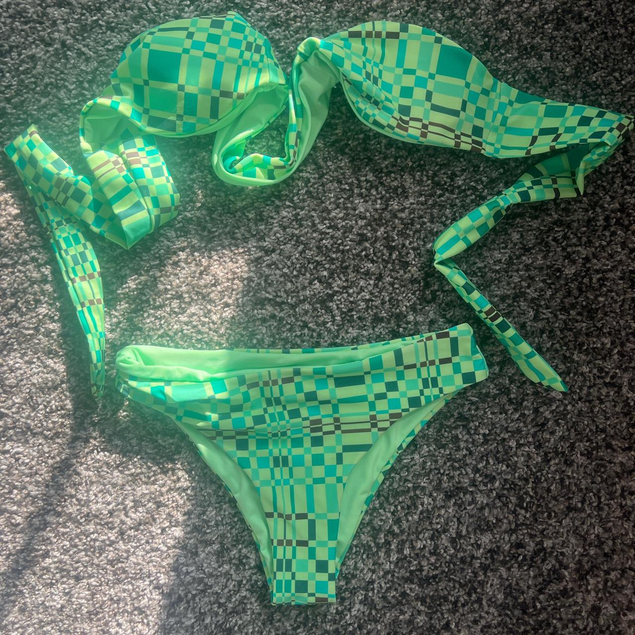 Green princess poly bikini, size xs and barely worn - Depop