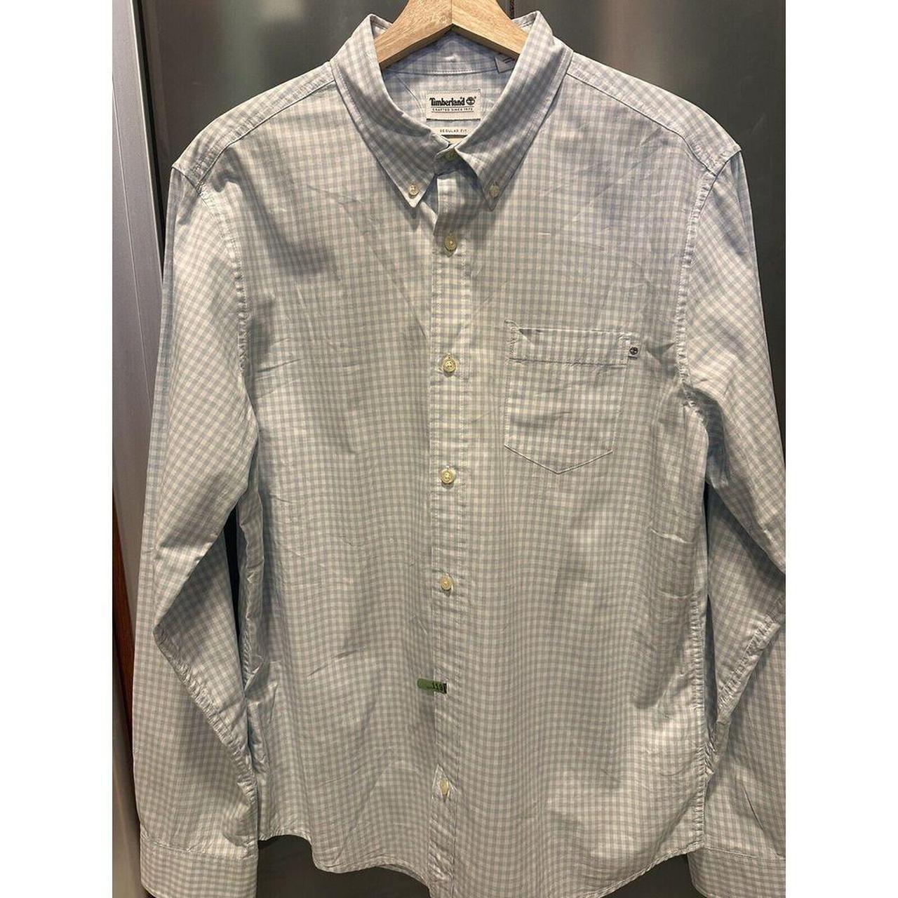 Timberland Men's Shirt - Blue - L – Timberland Large Blue White Button Up Shirt …