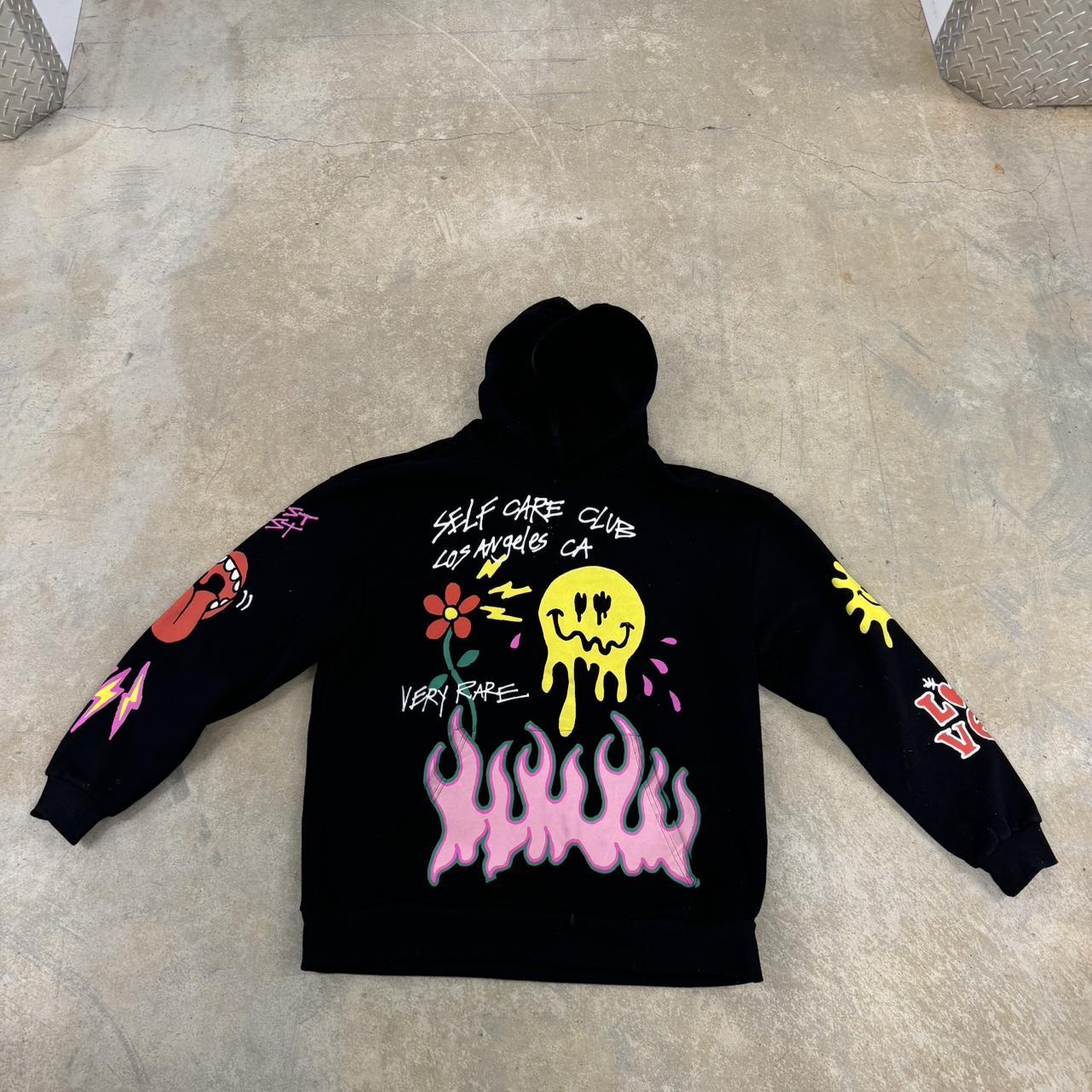 Self Care Club black hoodie with pink