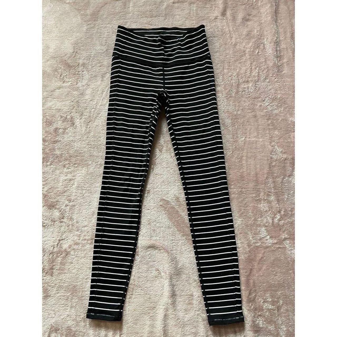 Athleta Leggings Womens XS Black White Stripe Hi. Depop