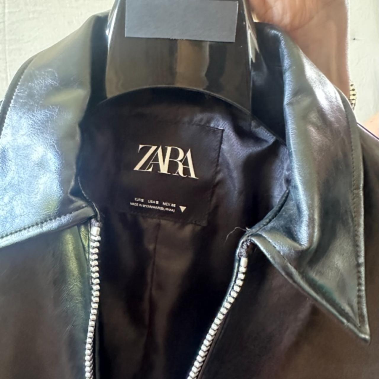 Zara Cropped Leather Jacket Zara cropped faux | Depop
