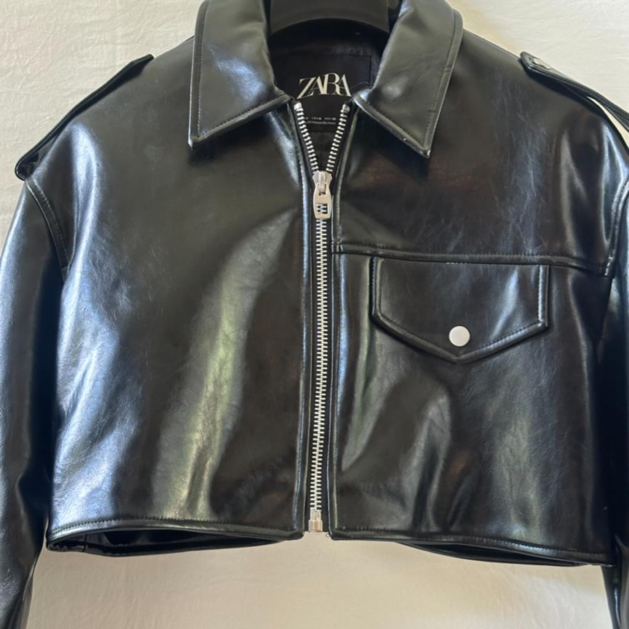 まぁ.♡さん専用★新品未使用★Faux leather crop jacket Original brands best price | Zara FAUX LEATHER BOMBER JACKET