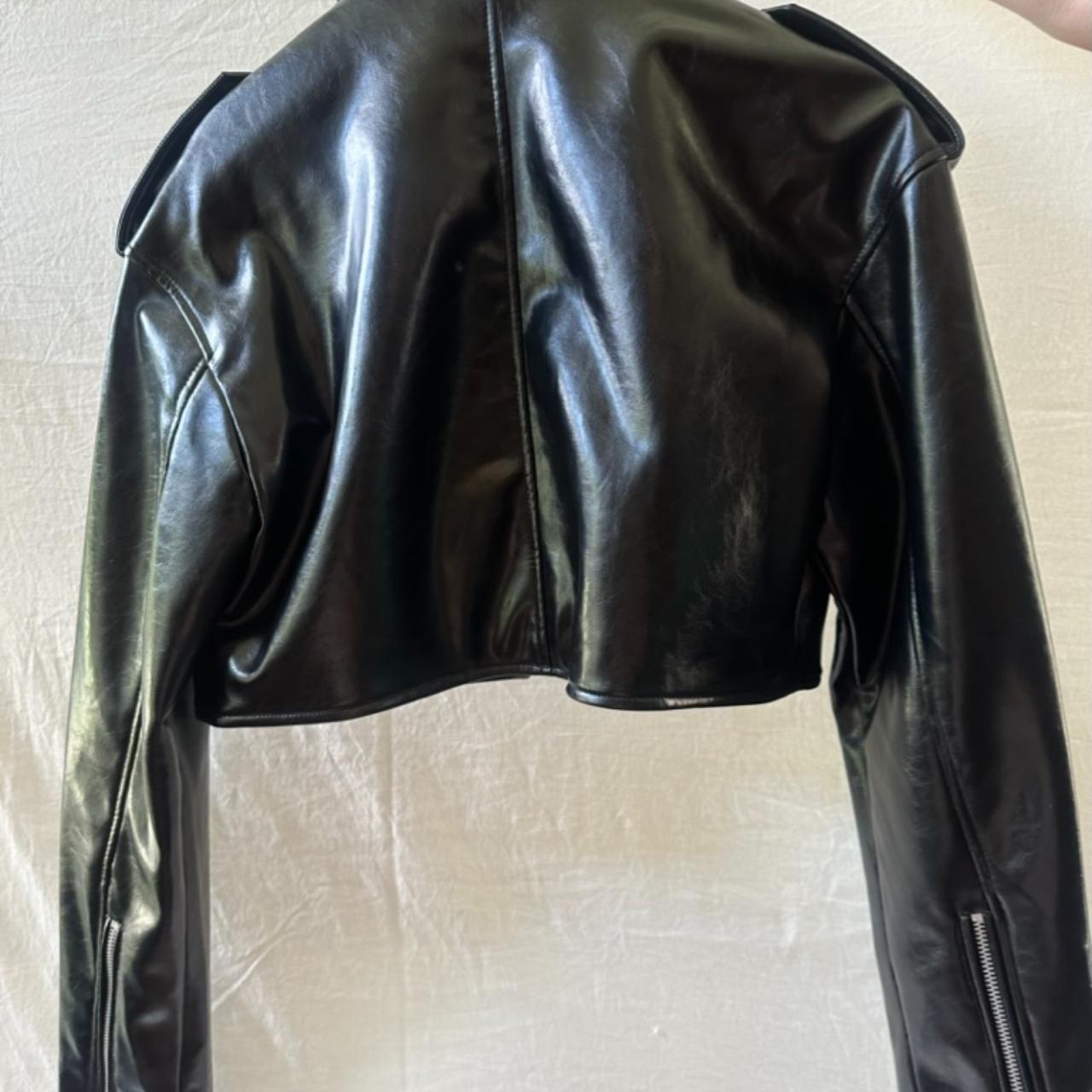 Zara Cropped Leather Jacket Zara cropped faux | Depop