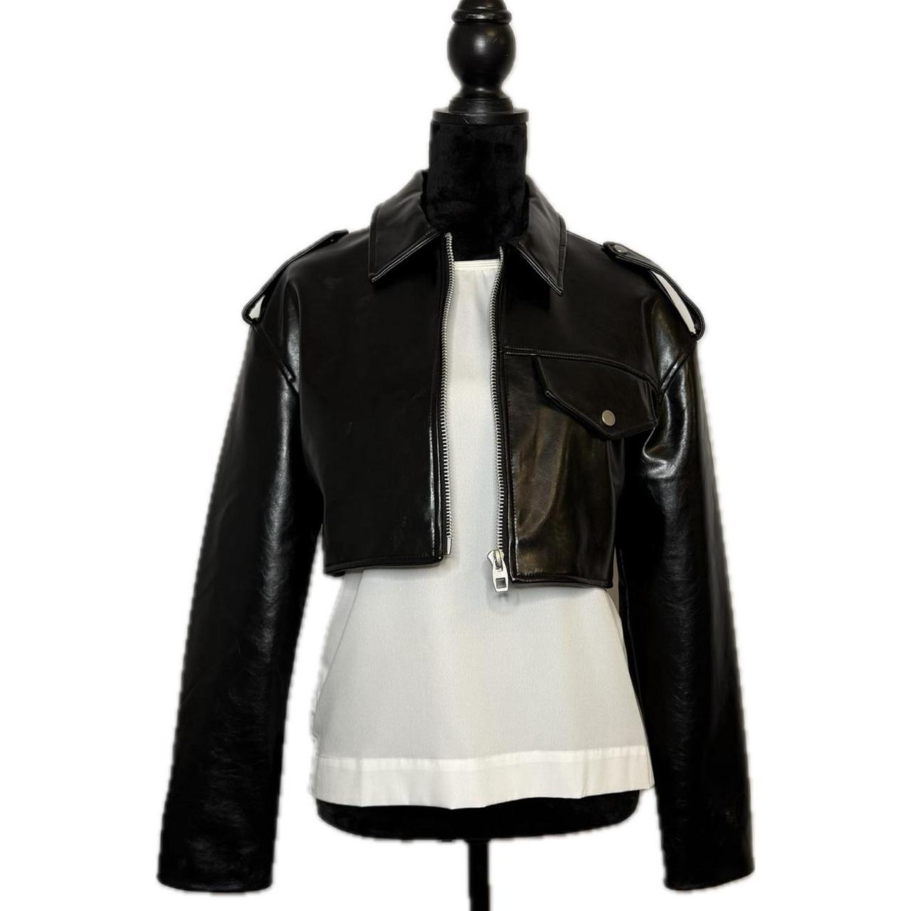 Zara Cropped Leather Jacket Zara cropped faux | Depop