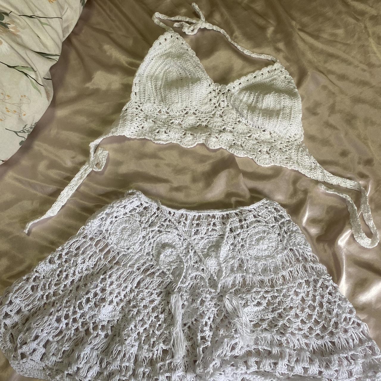White Crochet Set Both size S Never worn Depop