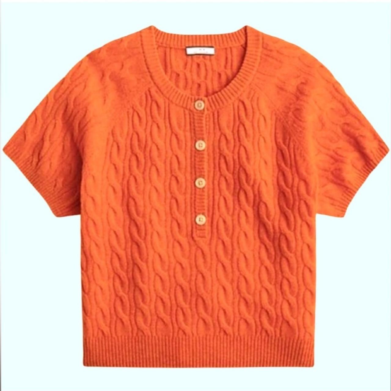 J. Crew Cashmere Cable-Knit Henley Short Sleeve | Depop