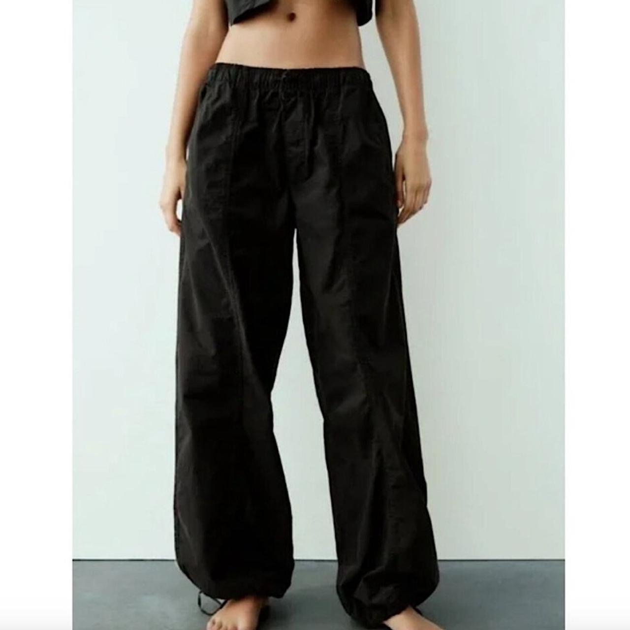 【2plan】Tube parachute string wide slacks Double piping line parachute pants – shoppinglist.online